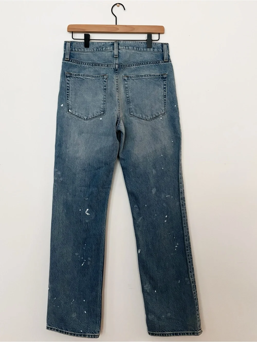 J. Crew Slouchy-straight Jeans with Paint Splatter in Ice Blue Wash Size 26